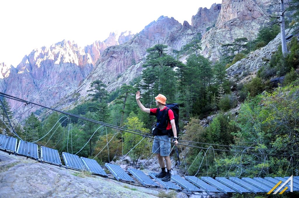 Trekking na Korsyce,szlak GR20, most nad wąwozem Spasimata